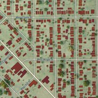 Second close-up of the map of Amani, Wisconsin print showing more streets and buildings
