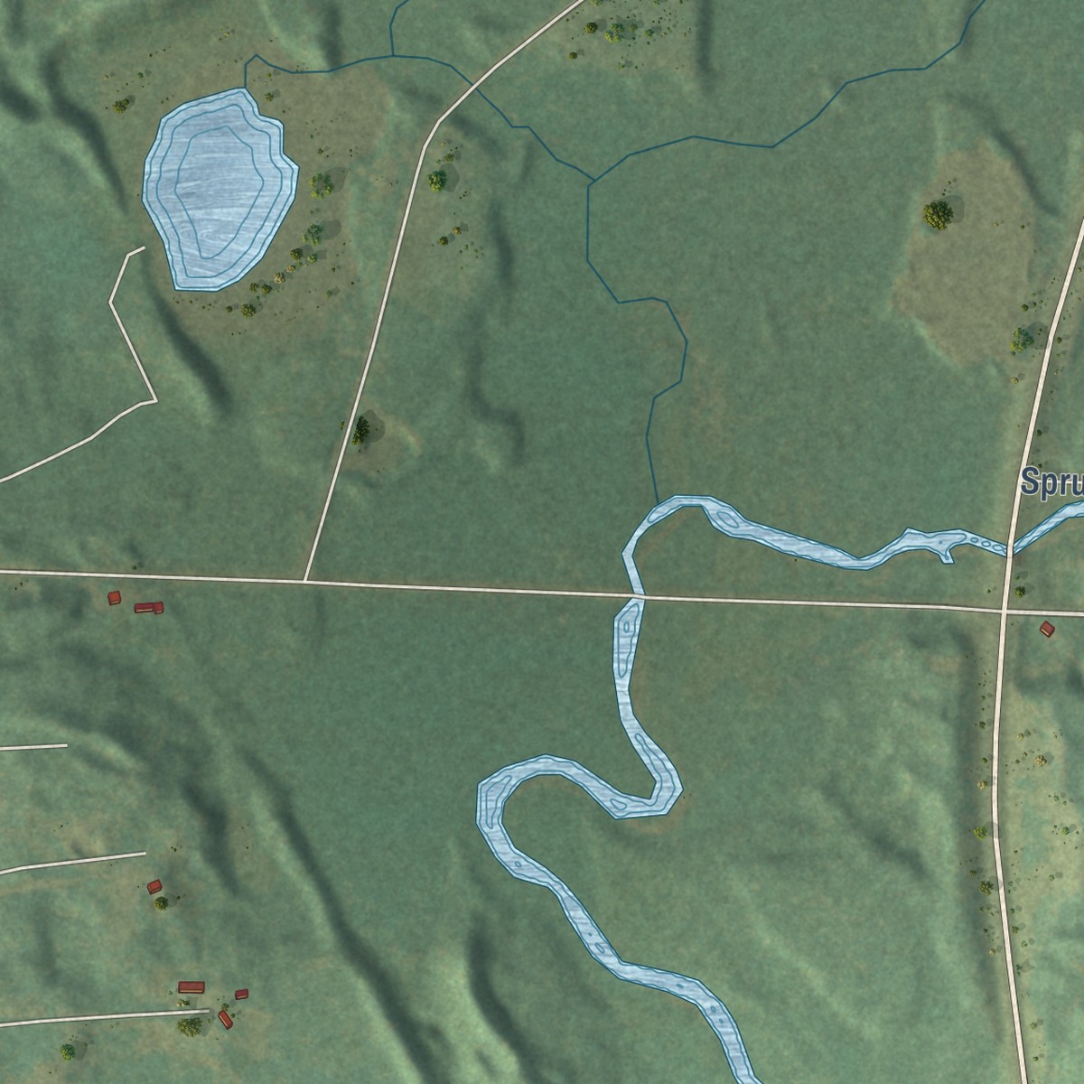 Second close-up of the map of Amasa, Michigan print showing more streets and buildings