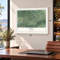 Amber, Michigan map, 18 x 24 inch print in a white frame in a home office