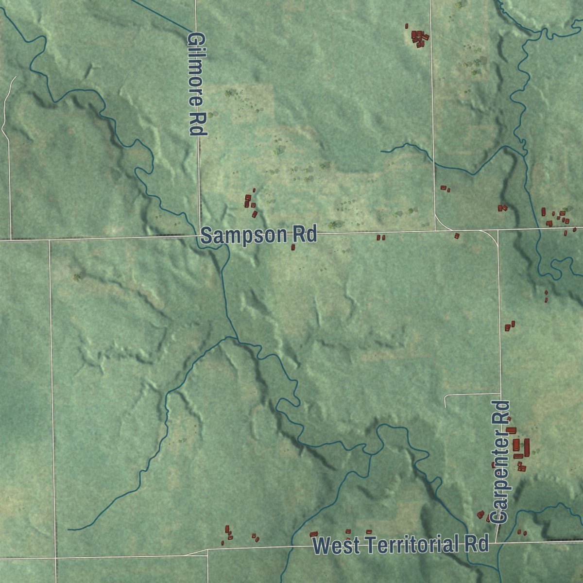 Second close-up of the map of Amboy, Michigan print showing more streets and buildings