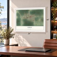 Amboy, Minnesota map, 18 x 24 inch print in a white frame in a home office