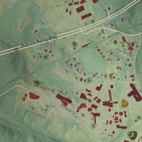 Second close-up of the map of Amelia Court House, Virginia print showing more streets and buildings