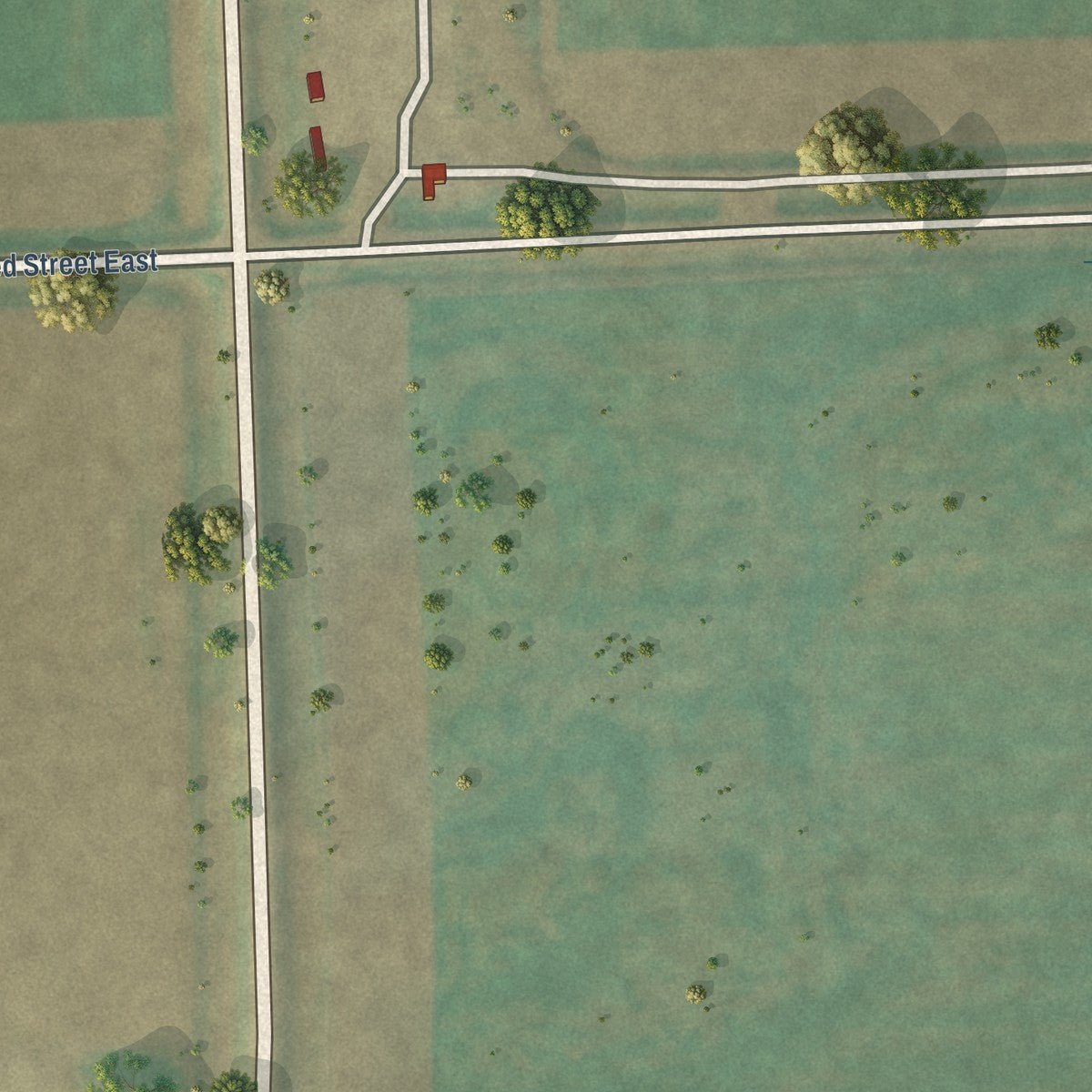Second close-up of the map of Amenia, North Dakota print showing more streets and buildings