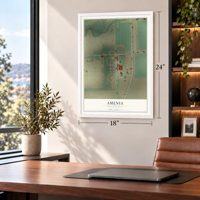 Amenia, North Dakota map, 18 x 24 inch print in a white frame in a home office