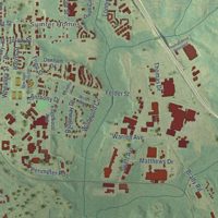 Second close-up of the map of Americus, Georgia print showing more streets and buildings