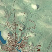 Close-up of the map of Amesbury, Massachusetts print showing terrain and local geography