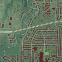 Second close-up of the map of Amherst, Ohio print showing more streets and buildings