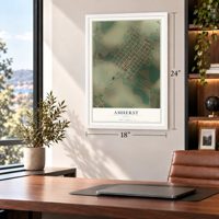 Amherst, Texas map, 18 x 24 inch print in a white frame in a home office