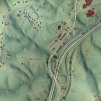 Second close-up of the map of Amherst, Virginia print showing more streets and buildings