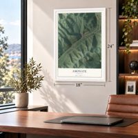 Amonate, Virginia map, 18 x 24 inch print in a white frame in a home office