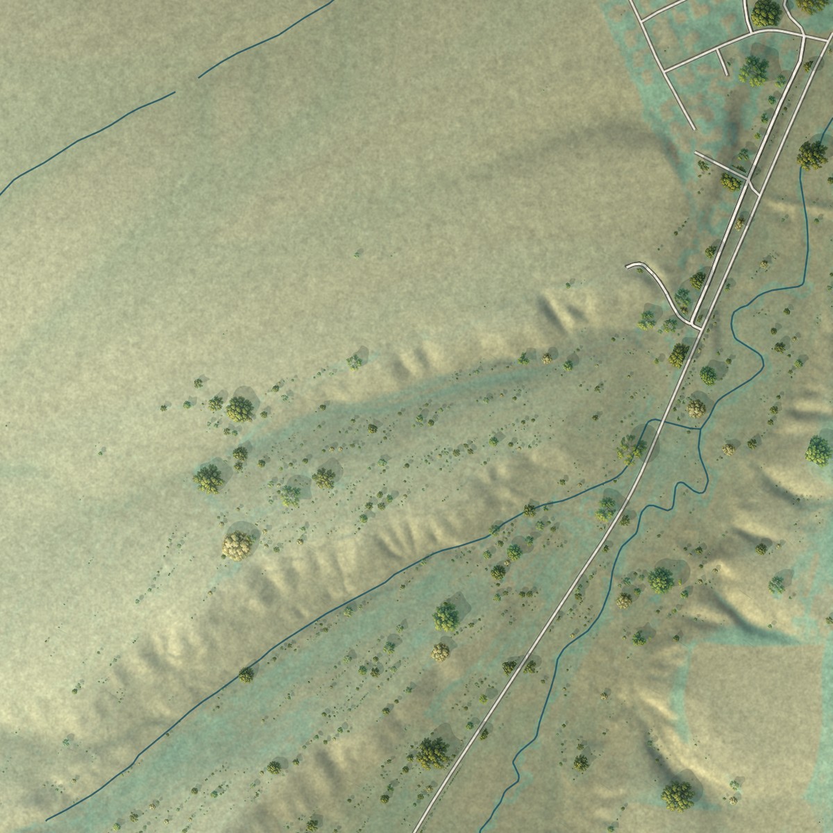 Second close-up of the map of Amsterdam, Montana print showing more streets and buildings