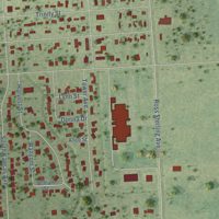 Second close-up of the map of Anahuac, Texas print showing more streets and buildings