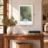 Anamoose, North Dakota map, 12 x 18 inch print in a white frame in an entryway