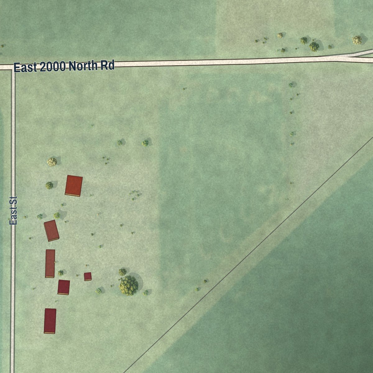 Second close-up of the map of Anchor, Illinois print showing more streets and buildings