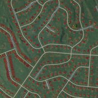 Second close-up of the map of Ancient Oaks, Pennsylvania print showing more streets and buildings