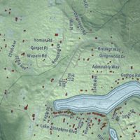 Second close-up of the map of Anderson Island, Washington print showing more streets and buildings