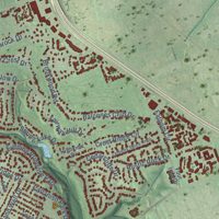 Second close-up of the map of Anderson Mill, Texas print showing more streets and buildings