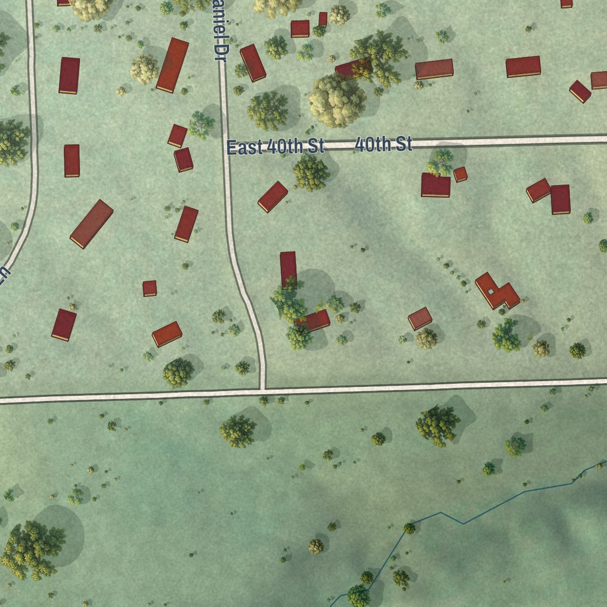 Second close-up of the map of Anderson, South Dakota print showing more streets and buildings