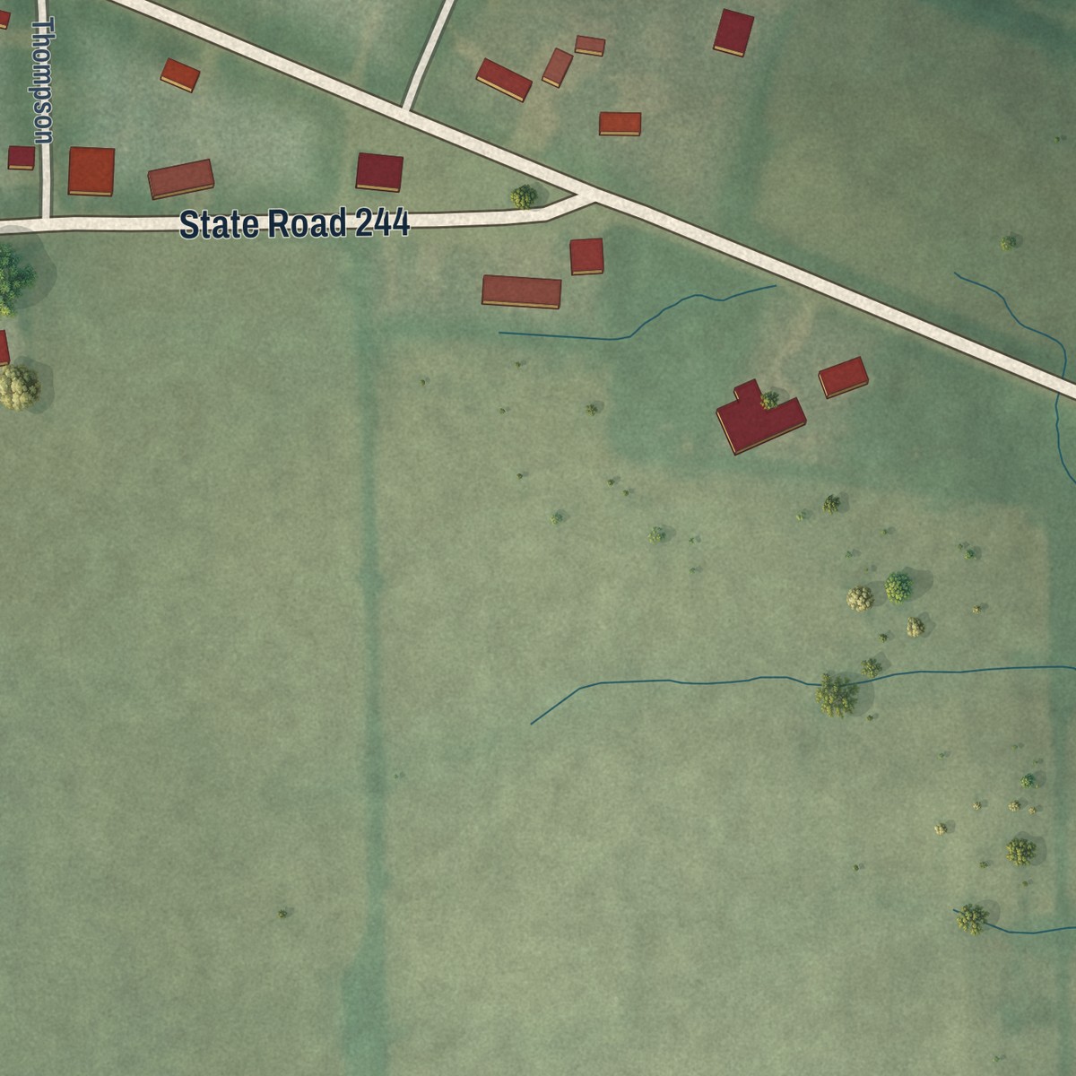 Second close-up of the map of Andersonville, Indiana print showing more streets and buildings