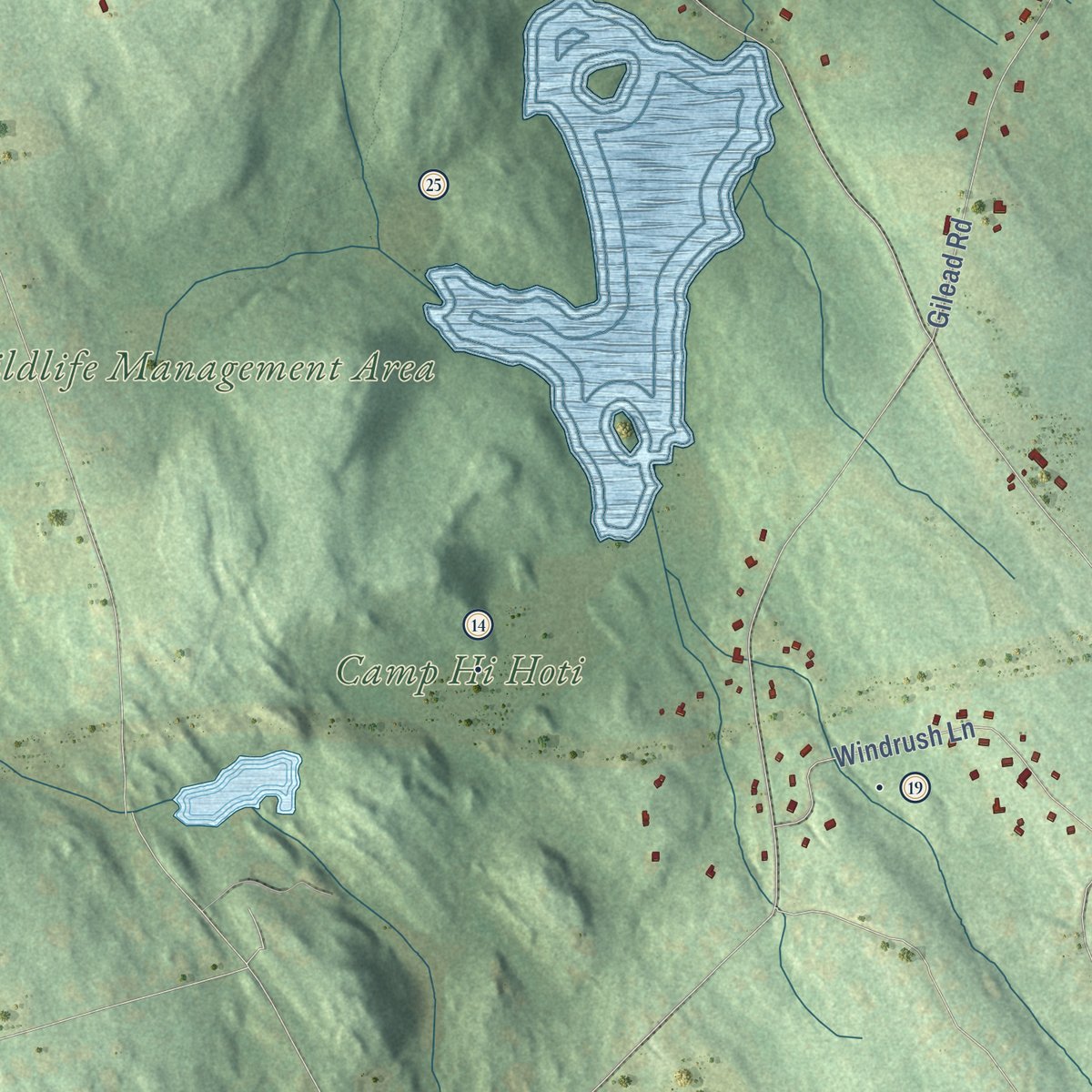 Second close-up of the map of Andover, Connecticut print showing more streets and buildings