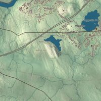 Close-up of the map of Andover, Massachusetts print showing terrain and local geography