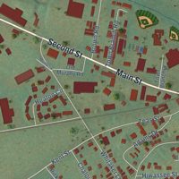 Second close-up of the map of Andrews, North Carolina print showing more streets and buildings