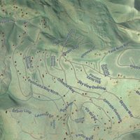 Second close-up of the map of Angel Fire, New Mexico print showing more streets and buildings