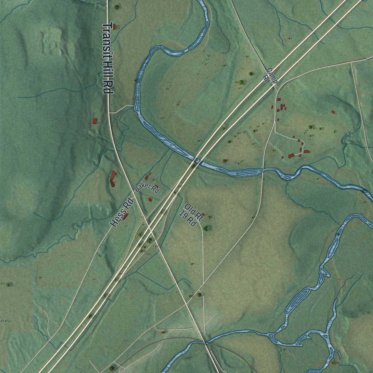 Second close-up of the map of Angelica, New York print showing more streets and buildings
