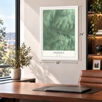 Angelica, New York map, 18 x 24 inch print in a white frame in a home office