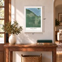 Angle Inlet, Minnesota map, 12 x 18 inch print in a white frame in an entryway