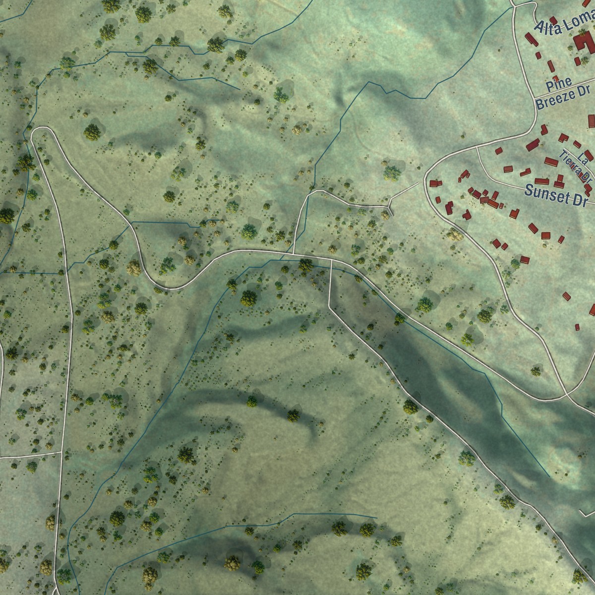 Second close-up of the map of Angwin, California print showing more streets and buildings