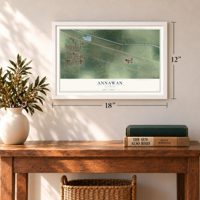 Annawan, Illinois map, 12 x 18 inch print in a white frame in an entryway