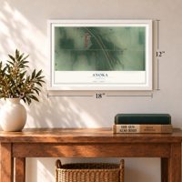 Anoka, Indiana map, 12 x 18 inch print in a white frame in an entryway
