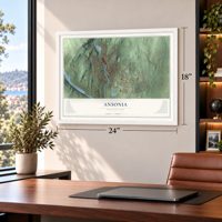 Ansonia, Connecticut map, 18 x 24 inch print in a white frame in a home office