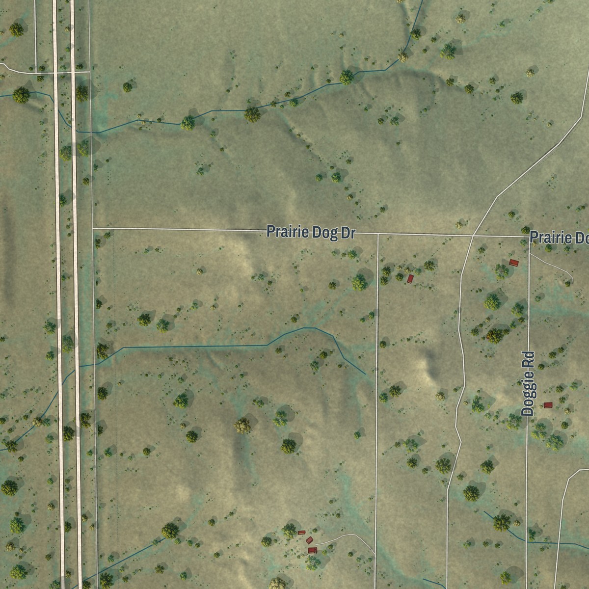 Second close-up of the map of Antelope Hills, Wyoming print showing more streets and buildings