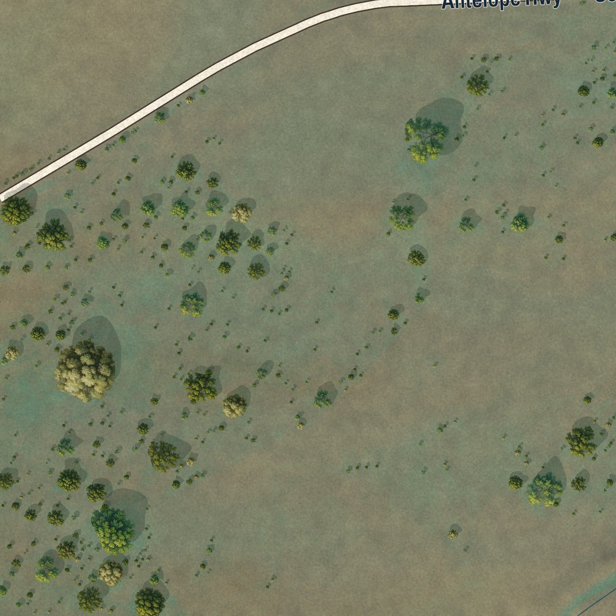 Second close-up of the map of Antelope, Oregon print showing more streets and buildings