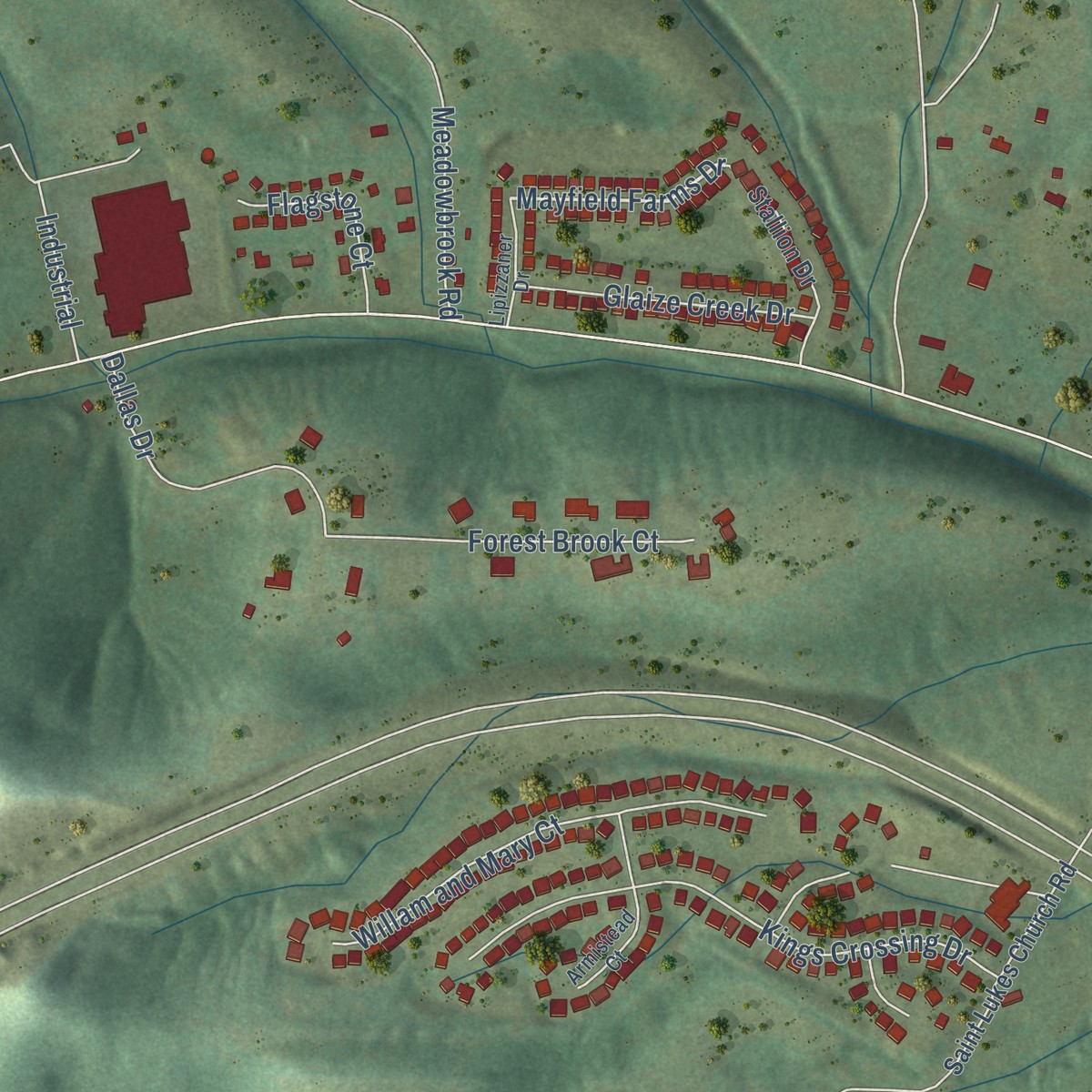 Second close-up of the map of Antonia, Missouri print showing more streets and buildings