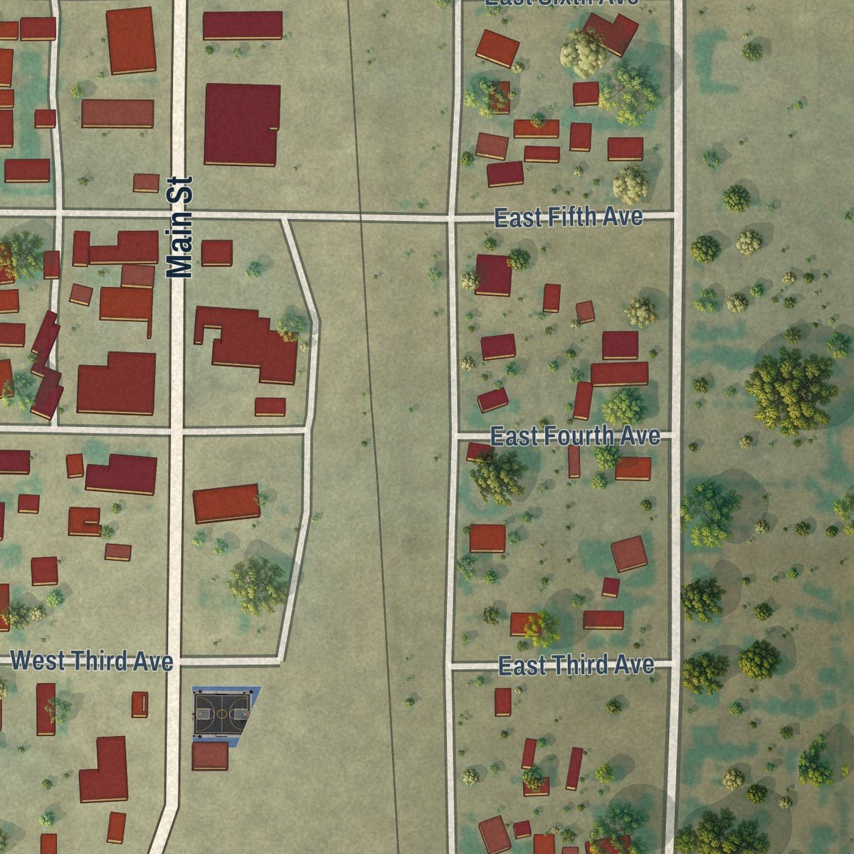 Second close-up of the map of Antonito, Colorado print showing more streets and buildings