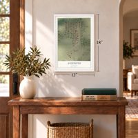 Antonito, Colorado map, 12 x 18 inch print in a white frame in an entryway
