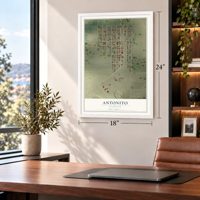 Antonito, Colorado map, 18 x 24 inch print in a white frame in a home office