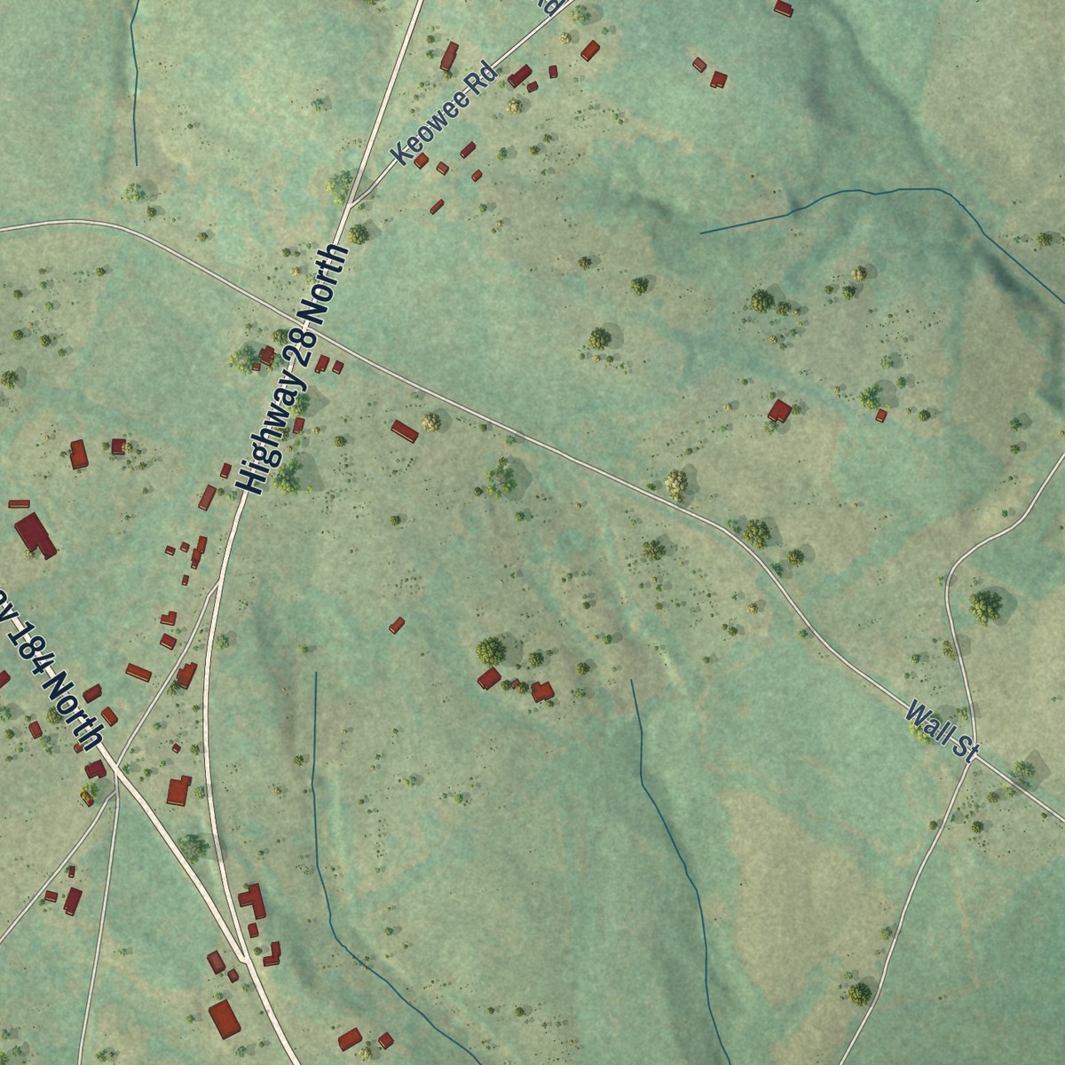 Second close-up of the map of Antreville, South Carolina print showing more streets and buildings
