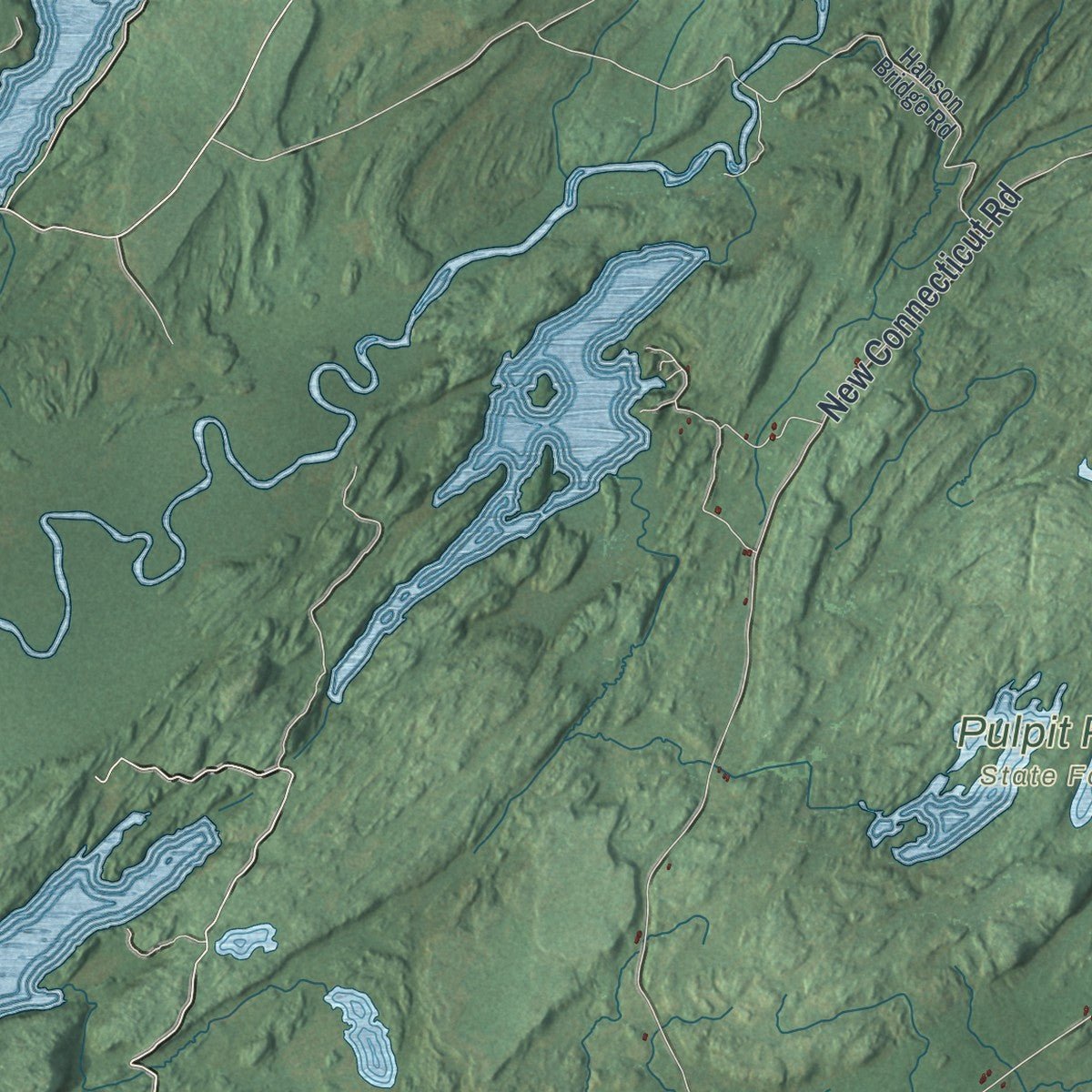 Second close-up of the map of Antwerp, New York print showing more streets and buildings