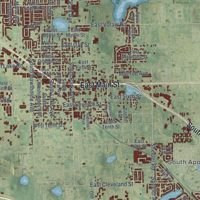 Second close-up of the map of Apopka, Florida print showing more streets and buildings