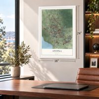 Apopka, Florida map, 18 x 24 inch print in a white frame in a home office