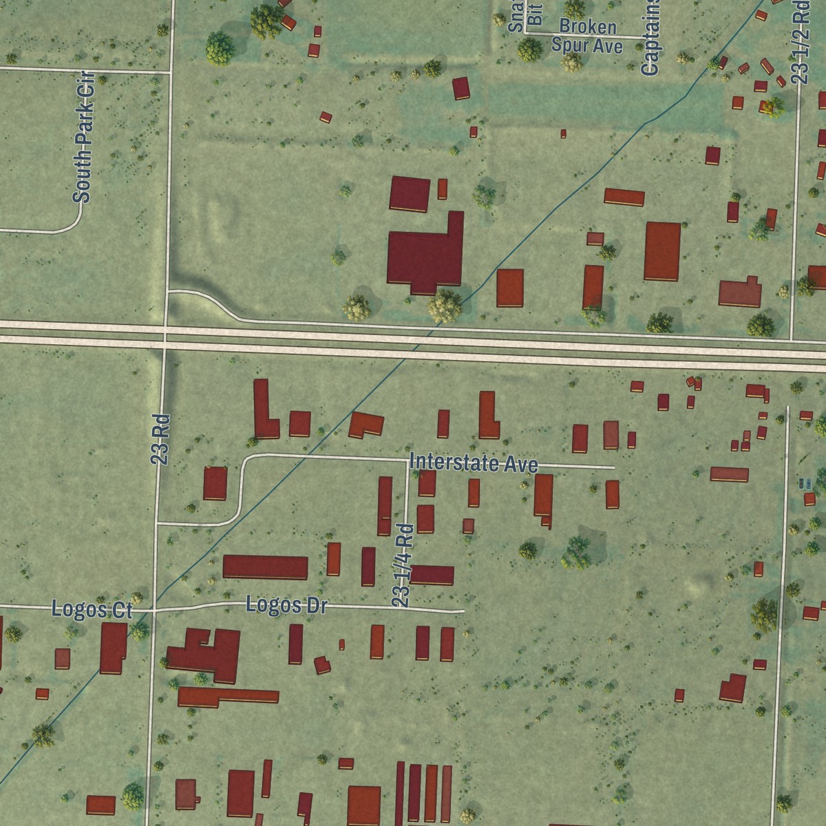 Second close-up of the map of Appleton, Colorado print showing more streets and buildings