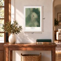 Aquilla, Texas map, 12 x 18 inch print in a white frame in an entryway
