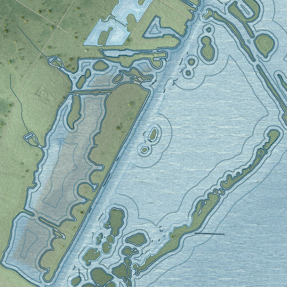 Second close-up of the map of Aransas Pass, Texas print showing more streets and buildings