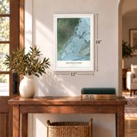 Aransas Pass, Texas map, 12 x 18 inch print in a white frame in an entryway