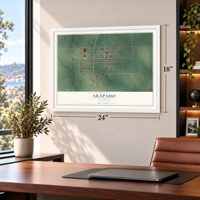 Arapaho, Oklahoma map, 18 x 24 inch print in a white frame in a home office