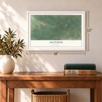 Arapahoe, Wyoming map, 12 x 18 inch print in a white frame in an entryway